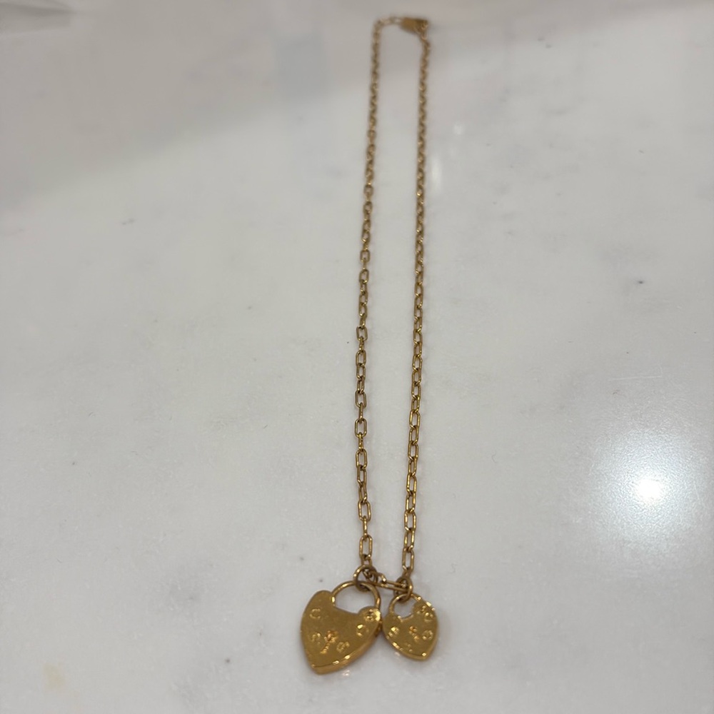 Electric Picks Double Heart Lock Necklace